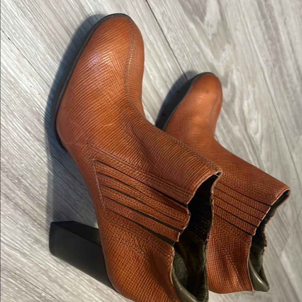 Brown Textured Ankle Boots